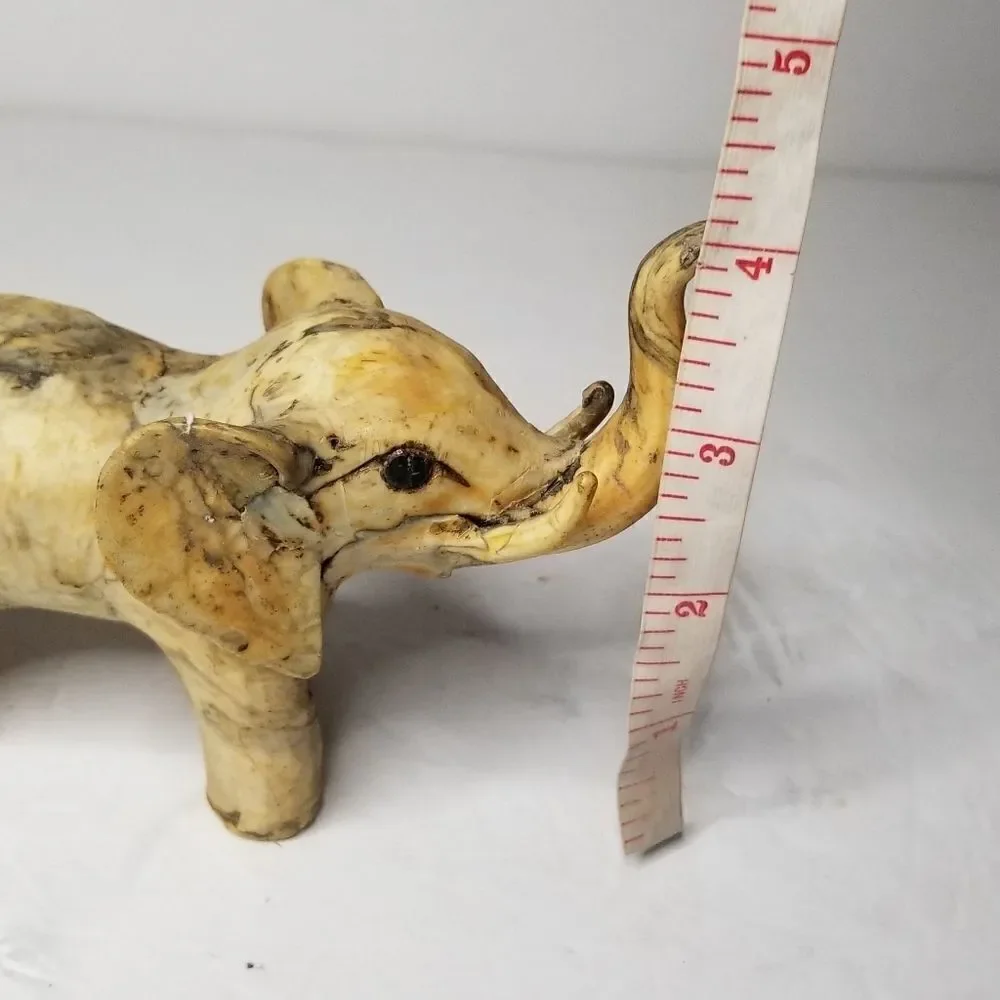 VTG Crushed oyster Handmade Elephant Figurine Statue Marbleized trunk raised